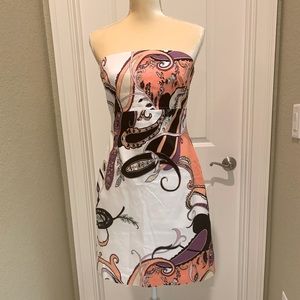 Tahari strapless stretch cotton lined dress sz 8